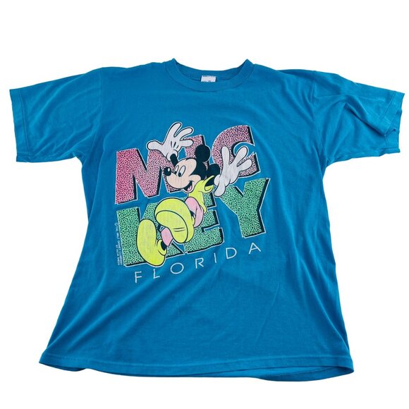 Vintage Mickey Mouse Florida T-Shirt Large Velva Sheen 50% Polyester 50% Cotton - Picture 1 of 6